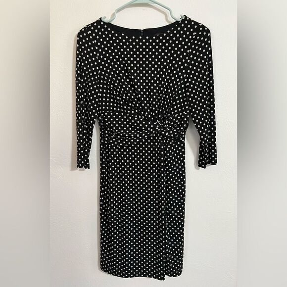 The Limited black & white polka dot career dress with knotted waist, size XS - Picture 1 of 6